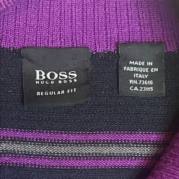 Hugo Boss 100% Virgin Wool Men's Striped Sweater sz XL - Picture 2 of 11